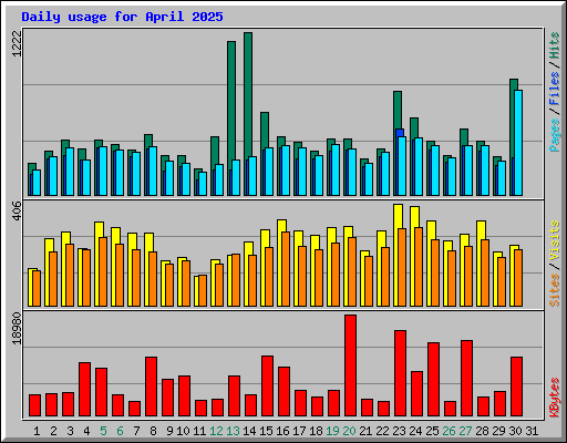 Daily usage for April 2025